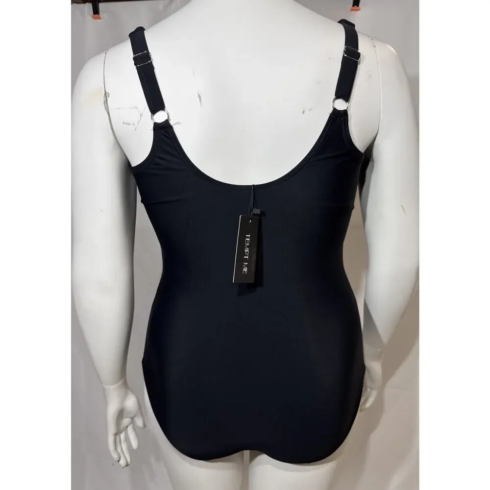 Tempt Me Women Plus Size One Piece Swimsuit Black Size 16W